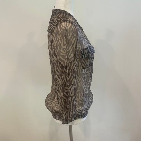 Cache Women Sheer Silk Blend Blouse Sz L - Picture 4 of 9